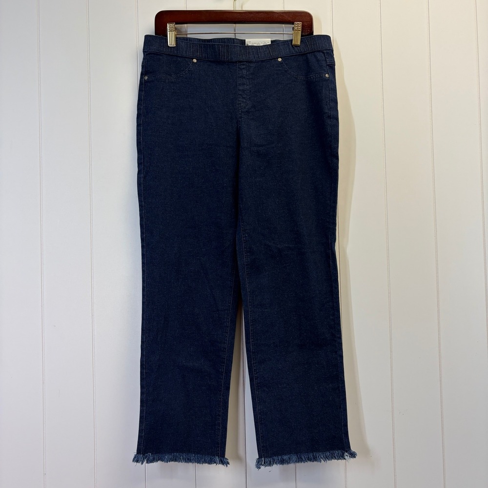 HUE Boho Raw Hem Stretch Denim Jeans Womens Large Streetwear Minimalist Comfy